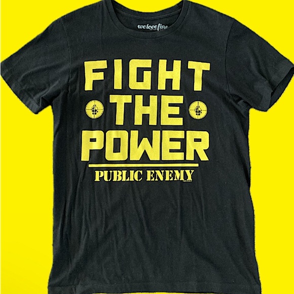 “Fight The Power” Black and Yellow Short Sleeve T Shirt Size M by We Love Fine - Picture 1 of 4